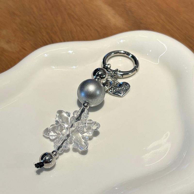 Y2K Snowflake Pendant Keychain Sweet Girly Keyring Phone Lanyard Car Key Holder For Girls Bag Charms Gift