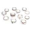 Vintage Zirkon-Ring-Set, 12-teilig, weiß