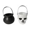 1Pcs Black Or White Plastic Candy Jar Skull Witch Cauldron Candy Kettle Halloween Party Hanging Props Halloween Decor