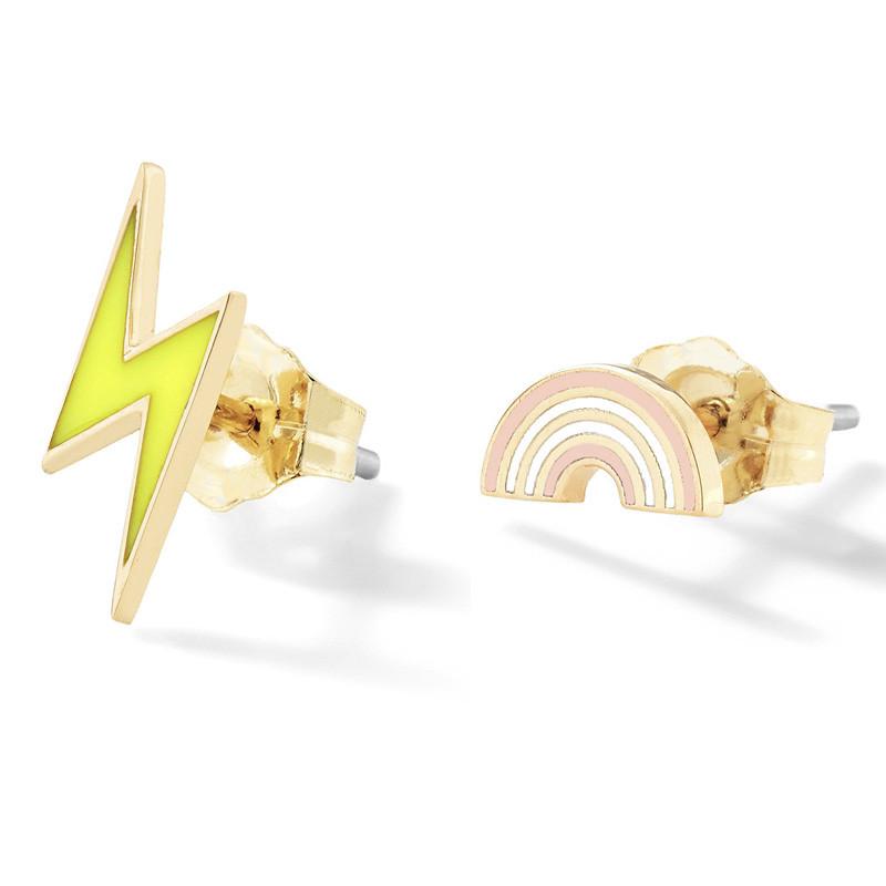 Trendige Blitz Regenbogen Wolken Ohrringe Schicker Modeschmuck aus Legierung für Damen