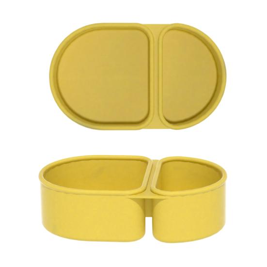 Silicone Microwave Lunch Box with Divided Compartments Foldable Bento Box for Office Travel Food-Grade Leak-Proof BPA-Free Meal Prep Container