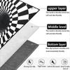 Optical Illusion Rug 3d Stereo Checkered Vortex Optical Illusions Rug Funny Sensation Of Falling Black White Non-slip Plaid Hole Area Rug For Dining