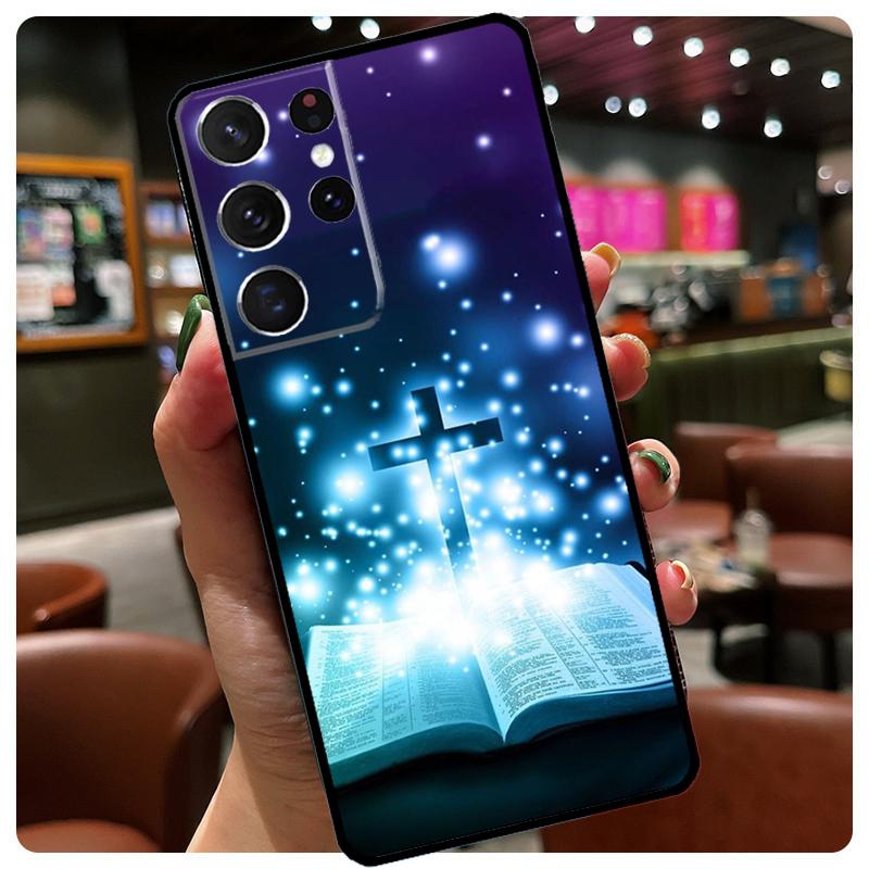 Jesus Cross Phone Case For Samsung Galaxy S23 Ultra S21 S22 S24 S25 Ultra S9 S10 Plus S24 S25 FE Cover