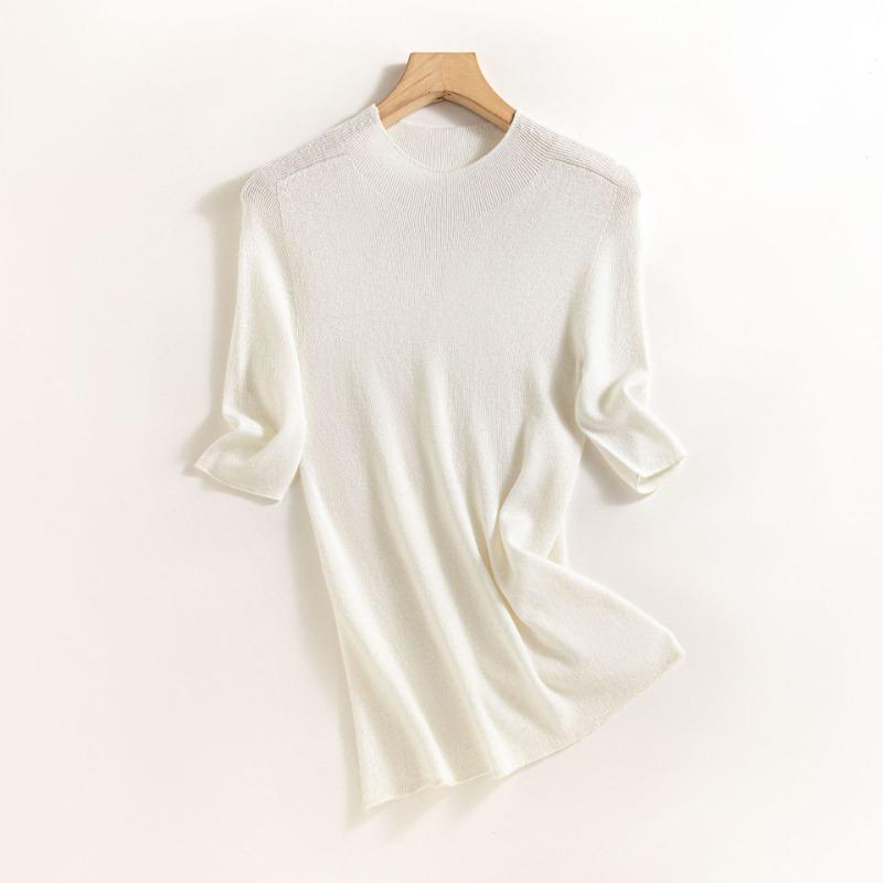 

Бесшовный цельновязаный свитер женский ранняя осень новый приталенный и тонкий базовый топ однотонный верх приталенная вязка XL белый