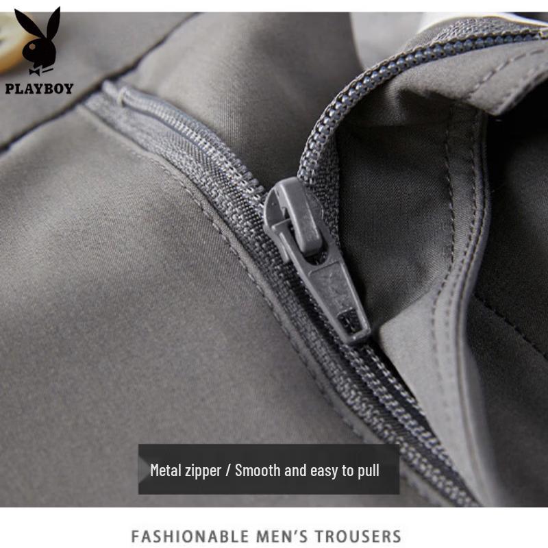 PLAYBOY Men's Silk Blend Cool Business Casual Cropped Trousers