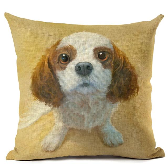 New Cartoon Cotton Linen Cute Dog Printing Pillow Case Home Decorative Pillowcase Cover