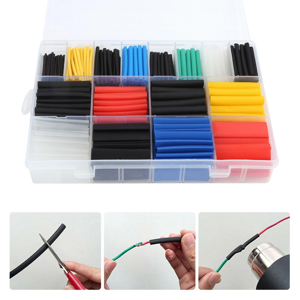 580 Pcs Insulation Shrinkable Tubes Assortment Shrink Ratio 2:1 Wire Cable Sleeve  Electrician