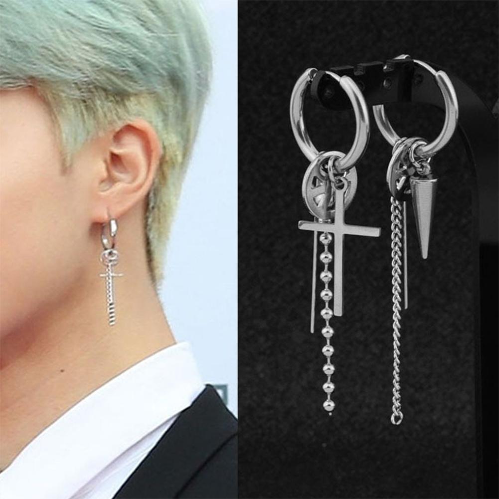 

Чоловічі сережки Сталевий колір Ланцюжок Геометрична бахрома Довгі чоловічі сережки Мода Прості аксесуари Ювелірні вироби 04