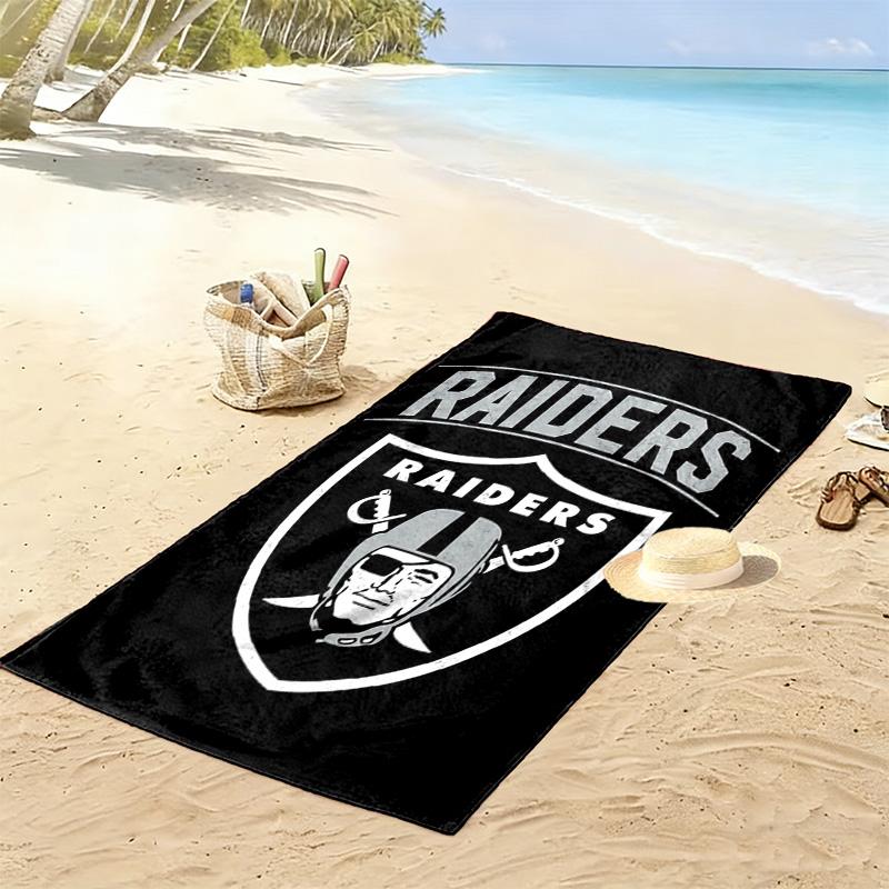 Oakland Raiders Print Beach Towel, Large Soft Quick Dry Towel for Beach Camping Swimming
