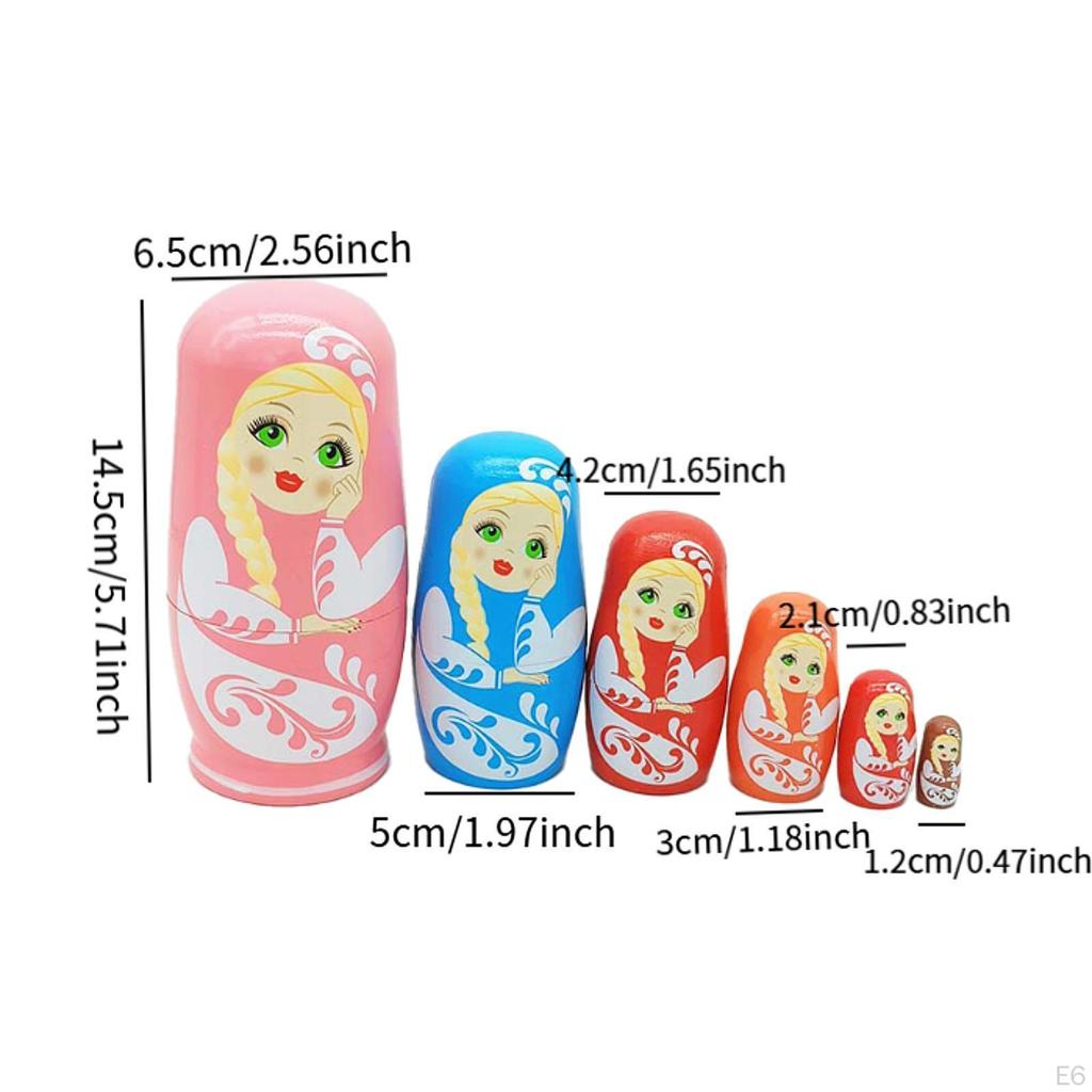 6 Matryoshka Dolls Collectible Craft Set for Home Decoration