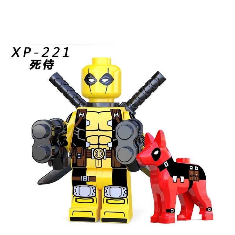 Красный Дедпул с собакой Совместимые с Lego минифигурки DC Фигурки Строительные блоки Супергерои XP221