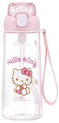 Skateboard Sugrör Klar Vatten för med Sanrio Hello Kitty PSHPO668145 Knäppflaska, 630ml, Barn, Rem, Design,