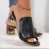 Fashion Women Crystal Popular Sandals New Style Spring Summer Open Toe Sandals Square Heels Beach Fashion Women Sandals Zapatos De Mujer