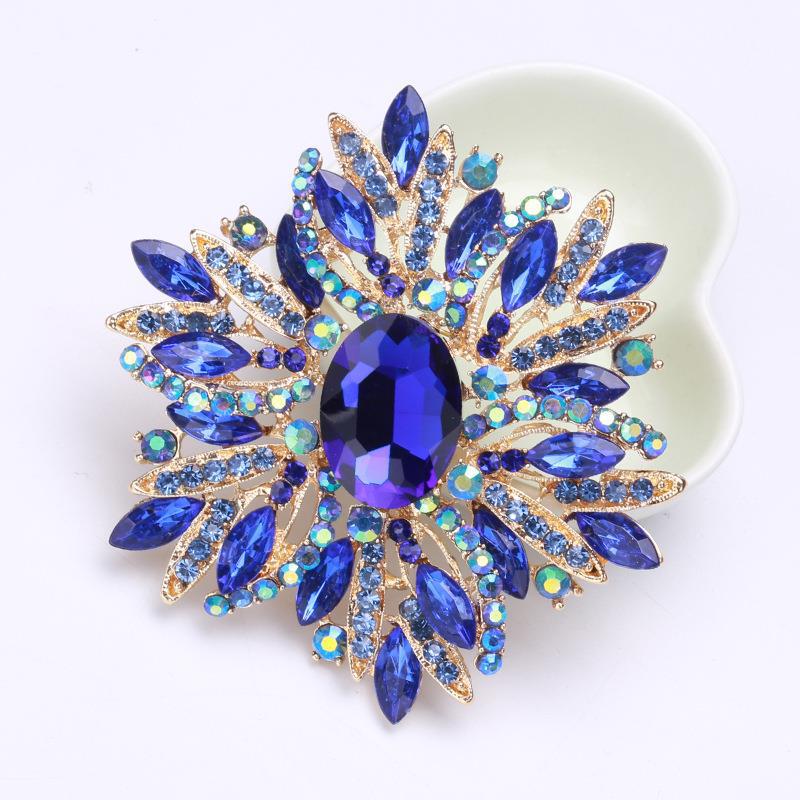 Mode Große Kristall Glas Brosche Schwere Industrie Übertrieben Eleganz Temperament Kleidung Pin Zubehör