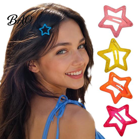Decorative Hair Pins for Styling Cute Star Clips Women Girls, Glitter Metal Snap Barrettes Charming Accessories Gifts Bangs Braids And Hairstyles,