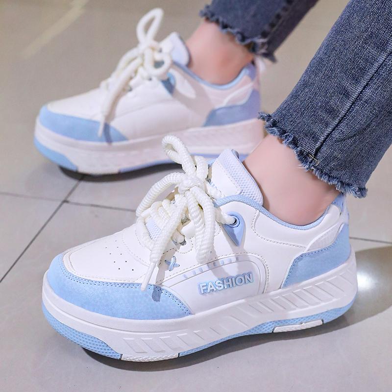 Boy's Rotating Button Four Wheel Skate Kids Shoes with Wheels Girl Skate Shoes