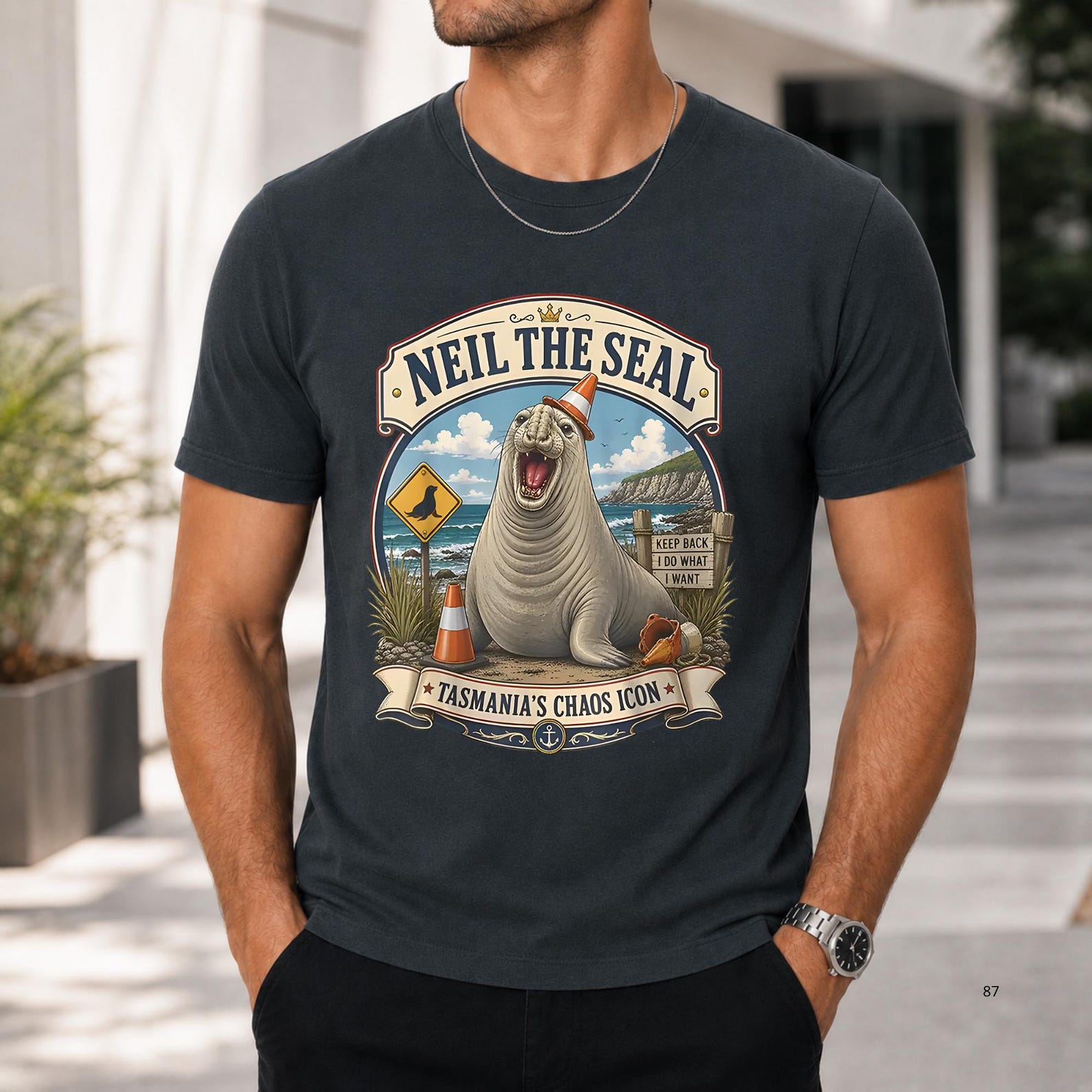 Neil the Seal Tasmania T-Shirt – Funny Elephant Seal Graphic Tee, Neil the Seal Graphic T-Shirt S