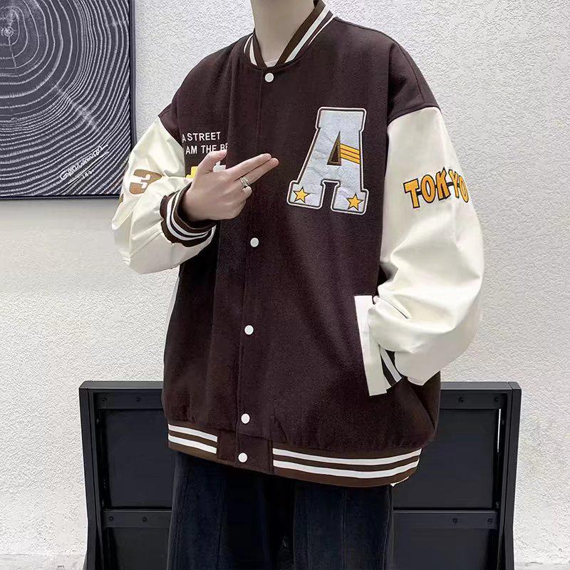 Men's Trendy Contrast Color Baseball Jacket - Autumn 2023