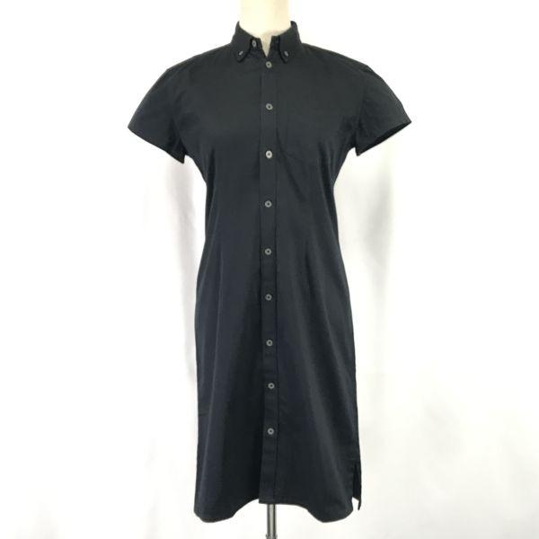 

RALPH LAUREN Short Sleeve Shirt Dress Front Button Women’s S Black Midi