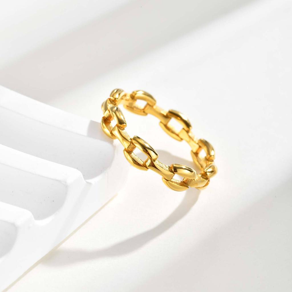 Minimalist Cuff Link Ring for Women, Non Tarnish Gold plated Ring, Waterproof Stackable Finger Accessories