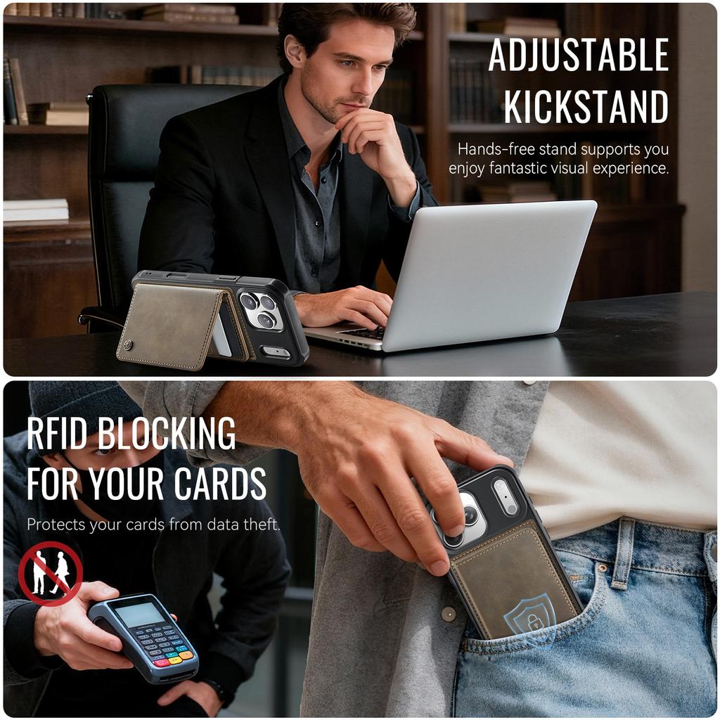 For iPhone 17 Pro Max Magnetic Case CASEME ME80 Series Leather PC TPU Phone Cover with Detachable Wallet