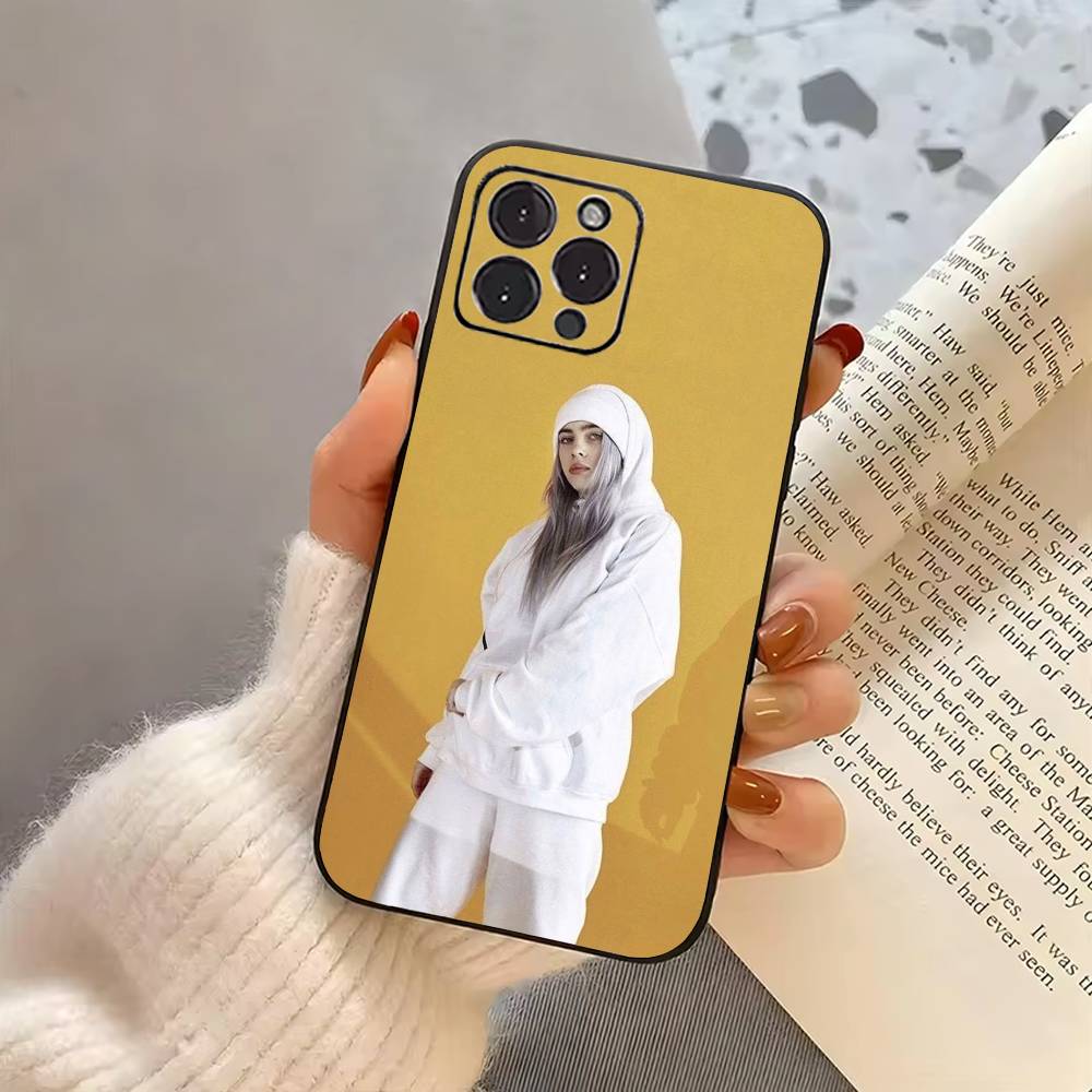 Banana Singer B-BillieS E-Eilish  Phone Case For iPhone 17,16,15,14,13,12,11 Plus,Pro Max,XS,Soft Silicone Black Cover