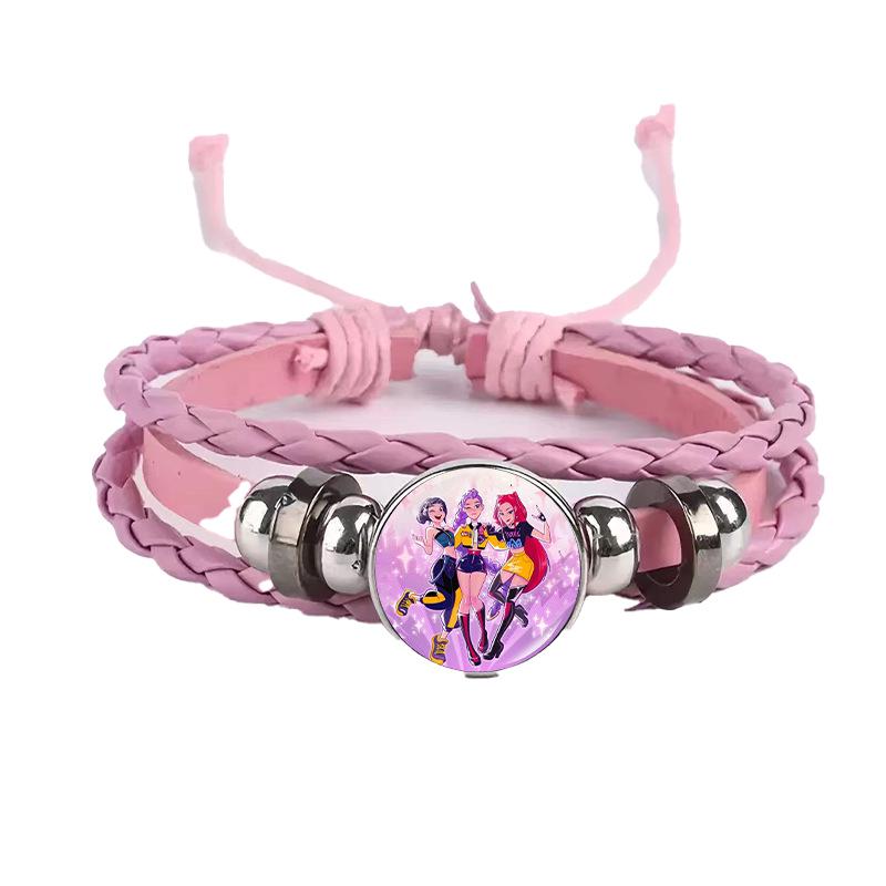 Cross-border Fashion Demon Hunter Bracelet: Time Gem Bangle for Men and Women, Couple's Leather Woven Black Hand Rope