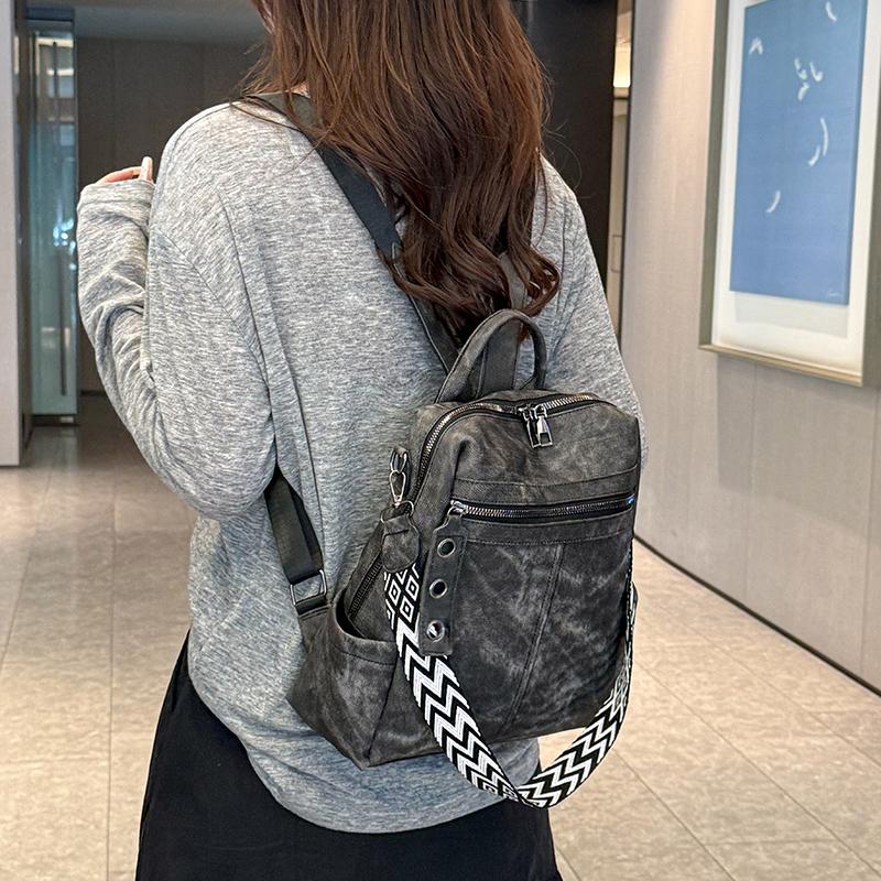 Mochila PU para Mujer Mochila de Gran Capacidad Bolso de Hombro Multifunción