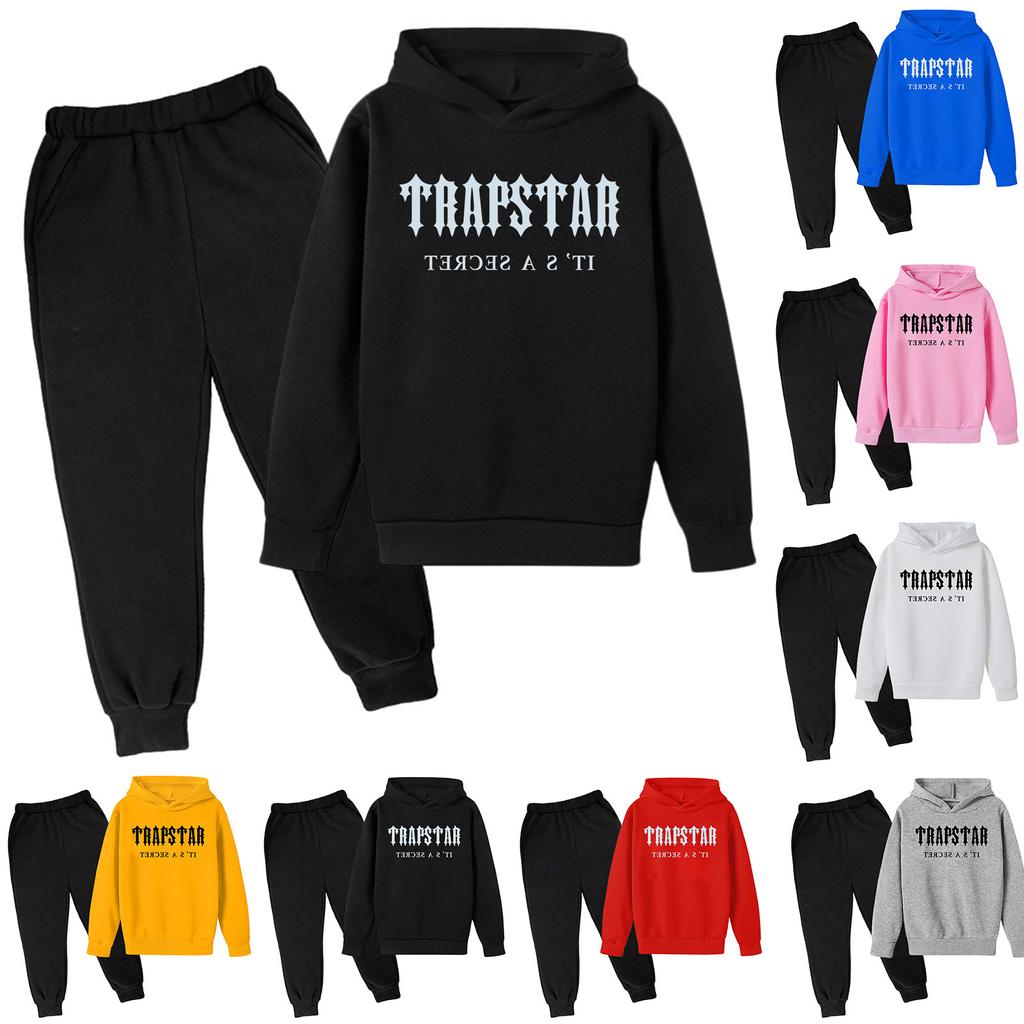 Plush Long Sleeved Pants Loose Pullover Hoodie Set For Children