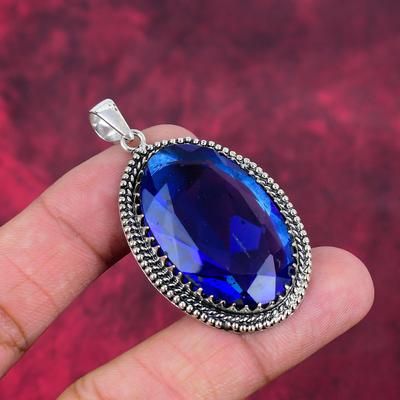 Tanzanite Handmade Gemstone Pendant, 925 Solid Sterling Silver Pendant Antique Jewelry, Pendant For Engagement Gift