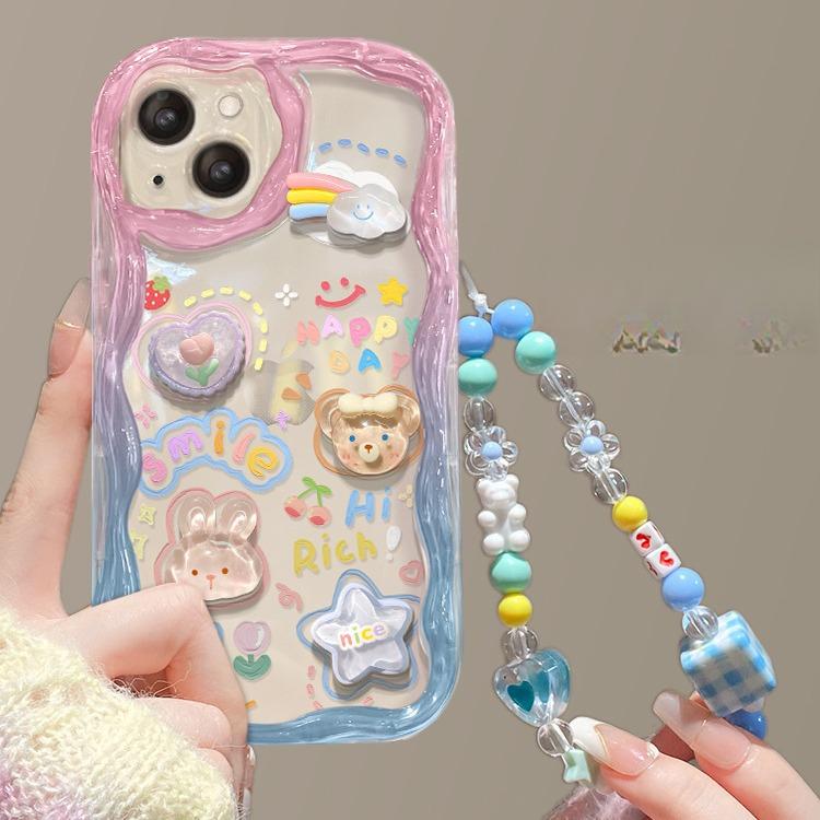 Odpowiedni dla etui na telefon komórkowy Huawei P70pro Vivos18 Łańcuszek z lalką chmurką Oppo Silikon Xiaomi 14 Gradientowa krawędź