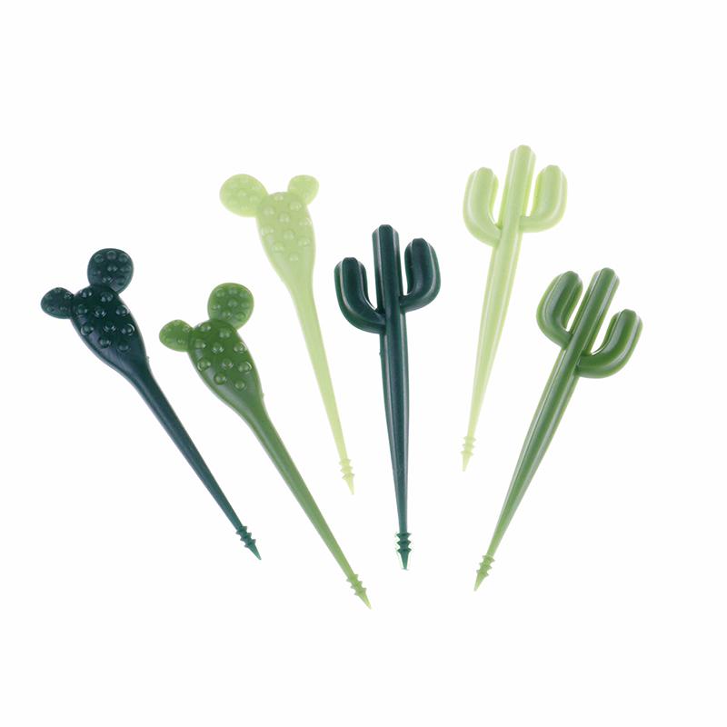 6Pcs/Pack Cactus Fruit Forks Dessert Forks Toothpick Kids Tableware Food Picks