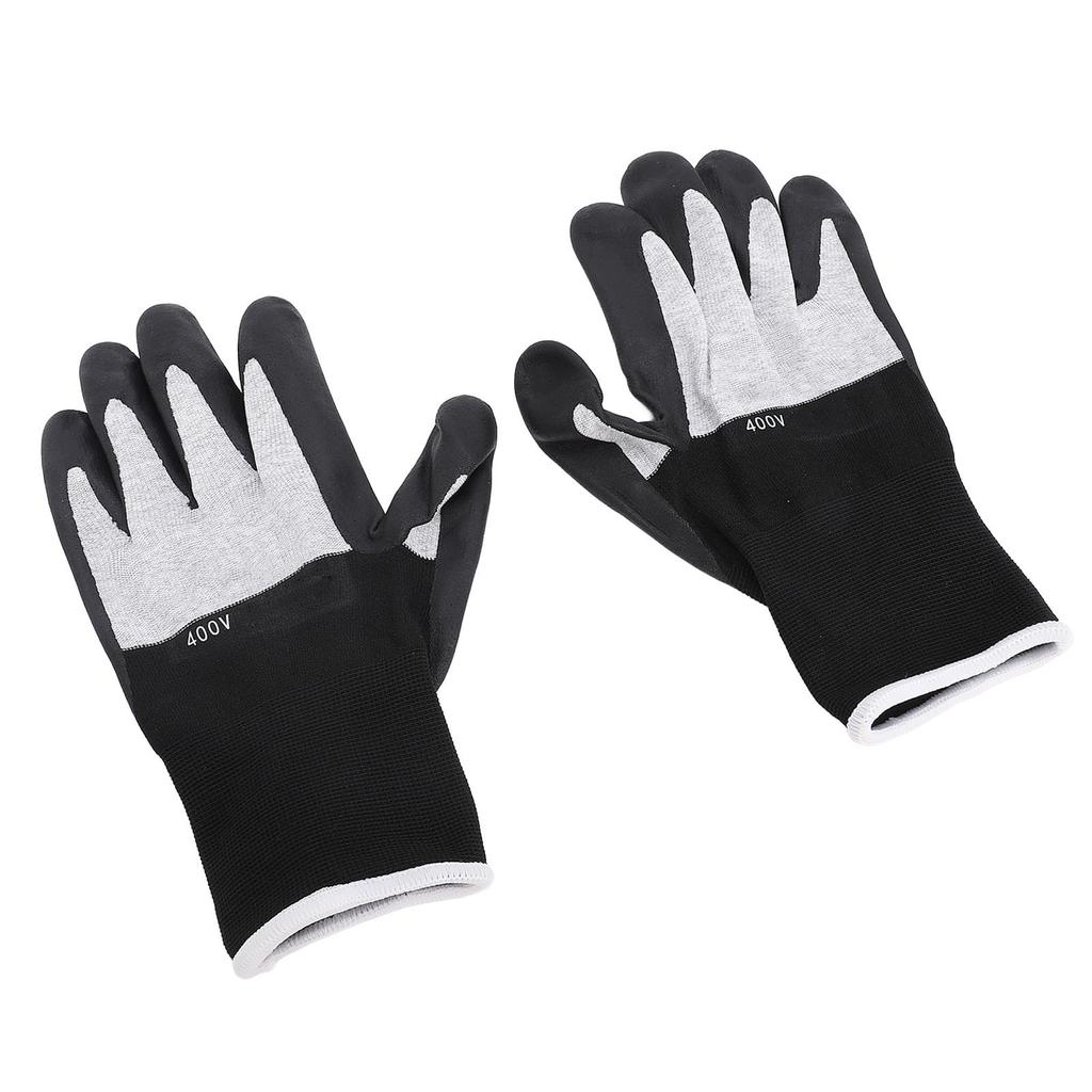 1 pár izolačních pracovních rukavic 400V napěťová odolnost gumová dlaň nylonové nehořlavé izolační rukavice pro elektrikáře