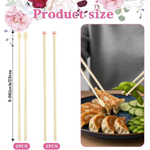 4 Pairs Hand Chopsticks, Cat Paw Chopsticks, Snack Chopstick for Clean Hands (2PCS Hand and 2PCS Cat Paw Chopstick)