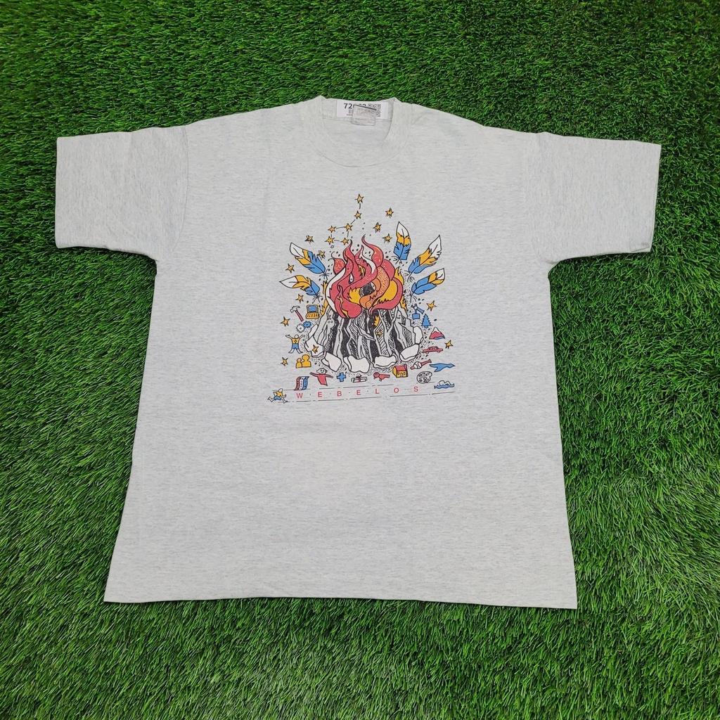 Camicia da campeggio con camino vintage anni '90 Taglia L 21x26