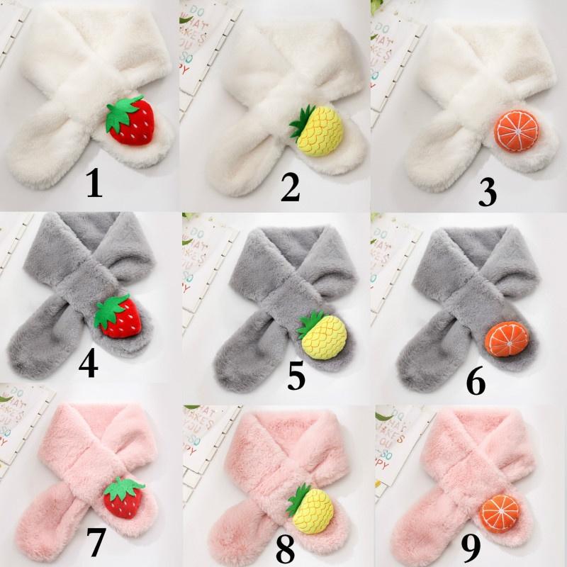Children Warm Fruit Scarf New Imitation Rabbit Hair Autumn Winter Soft Girls Sweet Neck Scarf