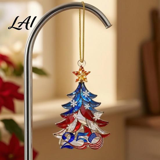 Lightweight Acrylic Car Rearview Mirror Decor 250 Anniversary USA Christmas Ornament America Years Patriotic Tree Party Gift Decoration 1776-2026 2D