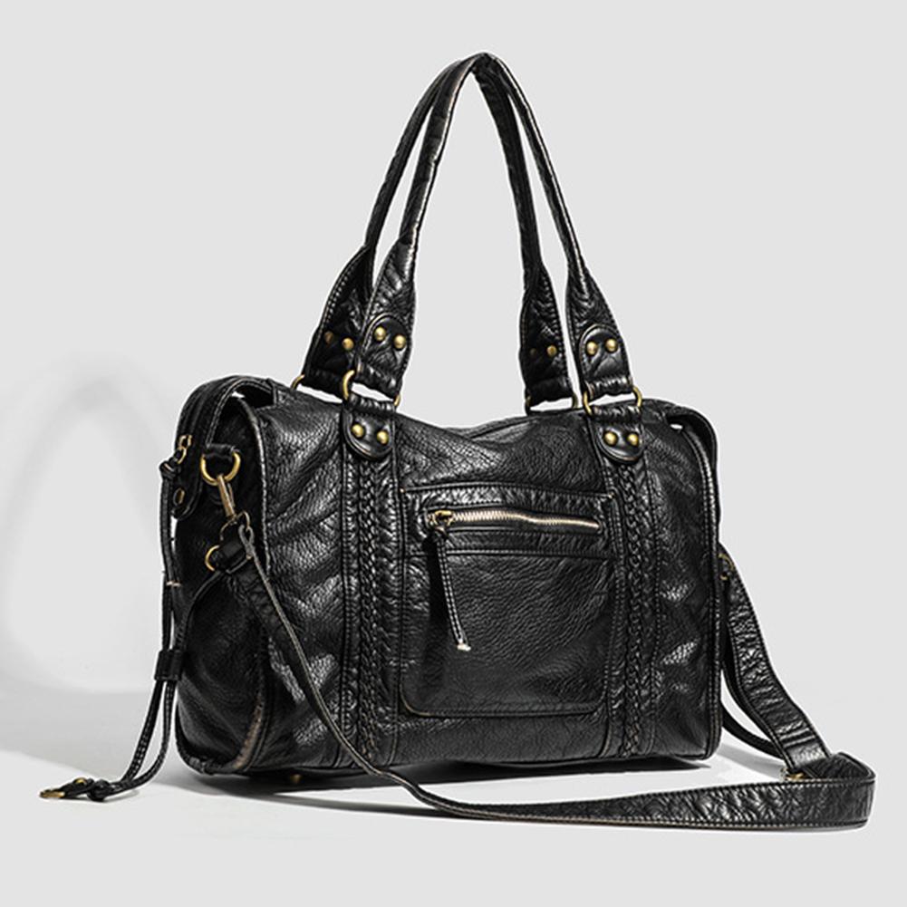 Leather Retro Shoulder Bag for Women with Pockets Shoulder Handbag Top Handle Bag Shopper Bag for Daily Use