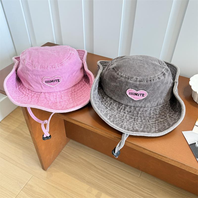Mountaineering Sun Hat Sun Protection Bucket Hat Shade Pink Love Letter Cowgirl Face Cover Cycling Outdoor