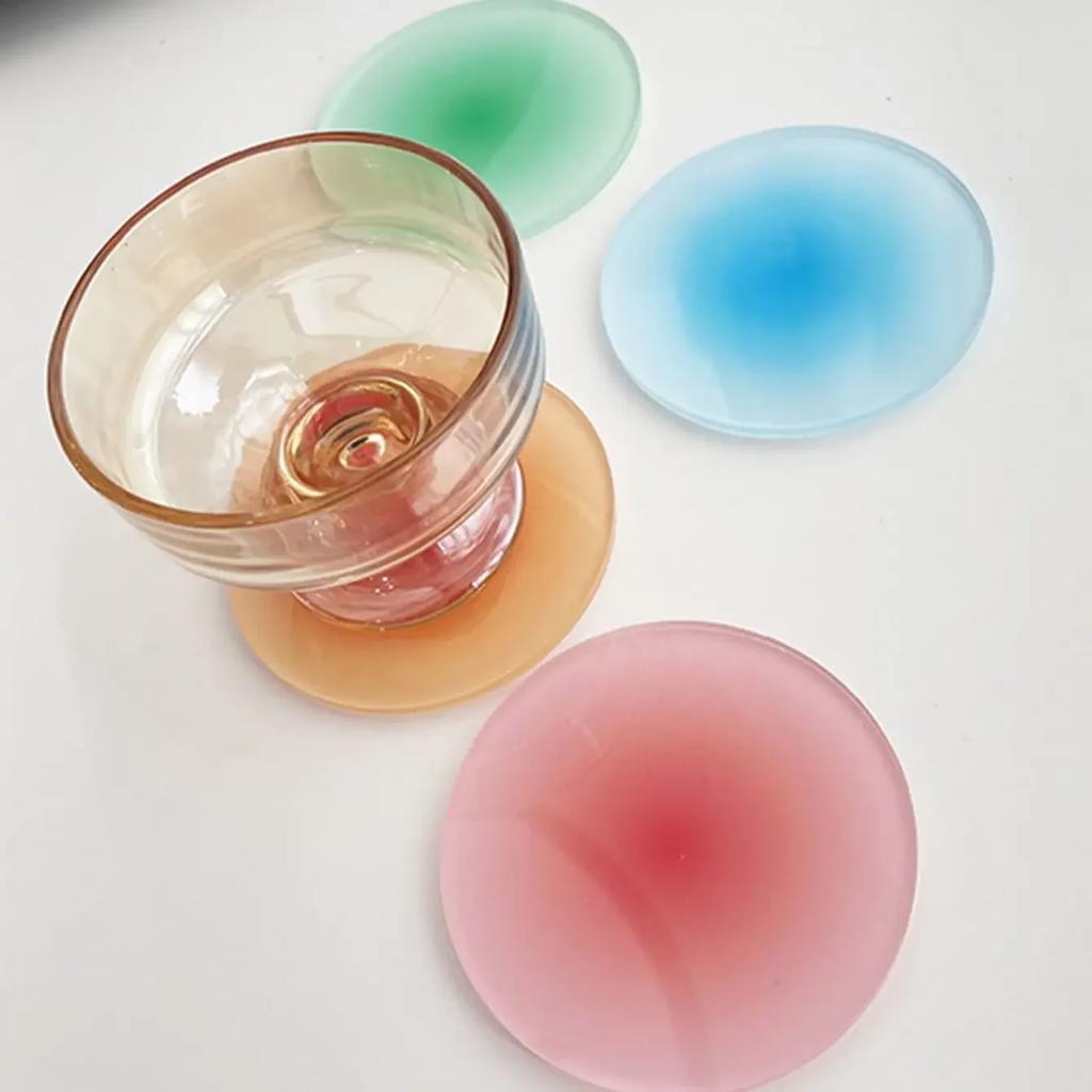 1pc Acrylic Coaster Circular Sunset Gradient Nordic Shooting Props Decorative Decorations Heat Insulation Mat
