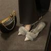 Pointed Toe Fluffy High Heels Women's Spring and Summer Temperament Socialite Wearing Bag Head and Half Slippers