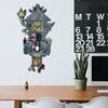 Halloween Cuckoo Clock Decoration Spooky Wall Clock Figurine Skeleton Pumpkin Wall Sculpture for Home Living Room Bedroom Decor
