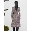 JUZUI Women's Elegant Paisley Polo Collar Winter Dress