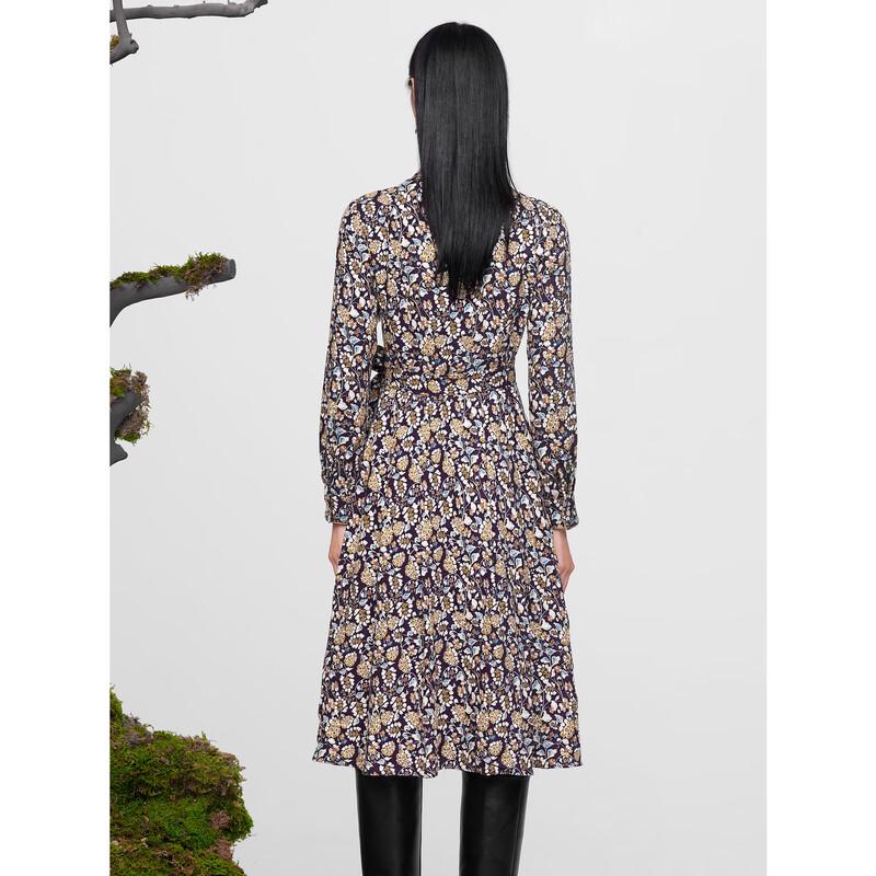 JUZUI Women's Elegant Paisley Polo Collar Winter Dress
