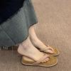 Wedge heel flip-flops outer wear women's shoes 2025 new summer niche fashion casual versatile retro sandals