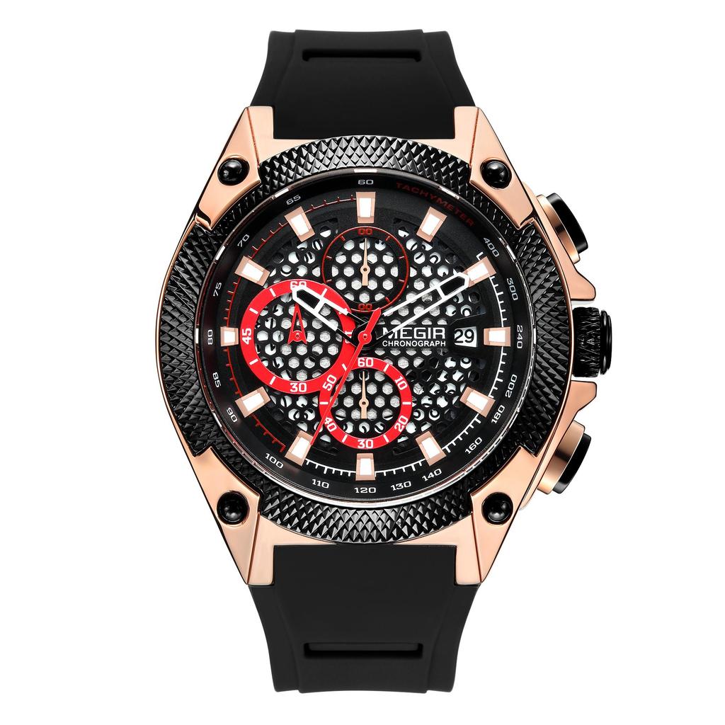 Megir Men Sport Watch Relogio Masculino Blue Silicone Strap Mens Watches Top Brand Luxury Luminous Waterproof Quartz Watch Man