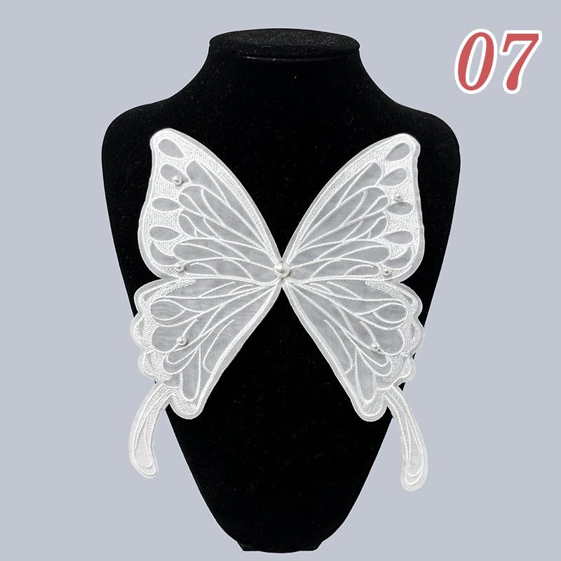 Lace Embroidered Butterfly Patch DIY Sewing Clothing Applique Collar Organza Fabric Patches Dress Decoration Accessories 1pc