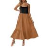 Women's Long Beach Casual Elegant Spaghetti Strap Maxi Dress Stitching Low-key Flowing Bohemian Dress