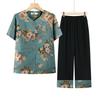 Grandma's Summer Two-Piece Set: Short-Sleeve Top & Loose Cardigan for Middle-Aged and Elderly Women