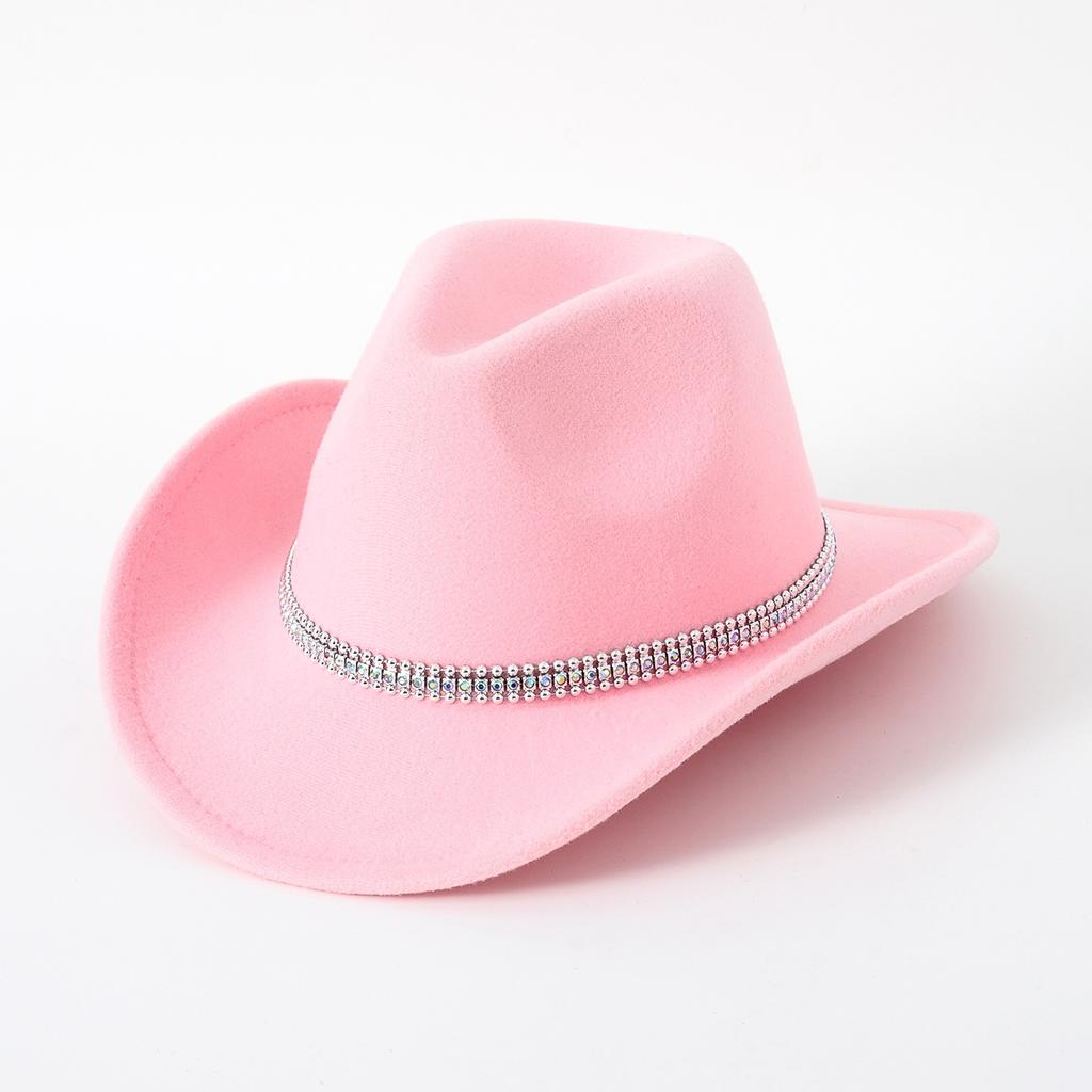 Men's and women's fedora hats, fashionable French jazz hats, three-dimensional rhinestones, silver square diamonds, and beach travel.